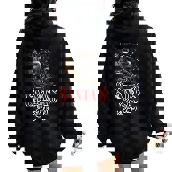 Woman Mrs Claus African American Mrs Claus Biker Women Oversized Hoodie Back Print | Mazezy