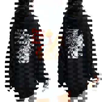 Xmas Dashing Horseback Rider Western Christmas Cowgirl Women Oversized Hoodie Back Print | Mazezy