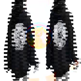 Yorkie Rainbow Bridge Cute Yorkshire Terrier Memorial Women Oversized Hoodie Back Print | Mazezy