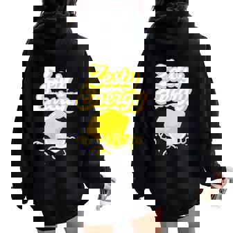 Zesty Energy Lemon Curl Citrus Bright Women Oversized Hoodie Back Print | Mazezy