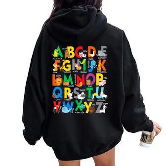 Zoo Animal Alphabet Abcs Learning Letters Boys Girls Women Oversized Hoodie Back Print - Thegiftio UK