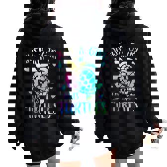 カメが大好きなただの女の子 かわいいパステルカメ レディース オーバーサイズ パーカー バックプリント - Kawaiitshirt