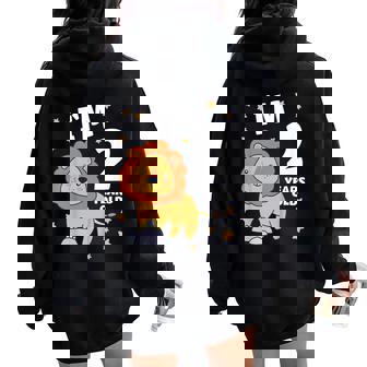 キッズ 2歳の誕生日 ライオン 2歳 男の子 女の子 レディース オーバーサイズ パーカー バックプリント - Kawaiitshirt