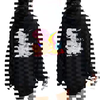 キッズ I Am 3 かわいいユニコーン 誕生日ギフト 女の子向け レディース オーバーサイズ パーカー バックプリント - Kawaiitshirt