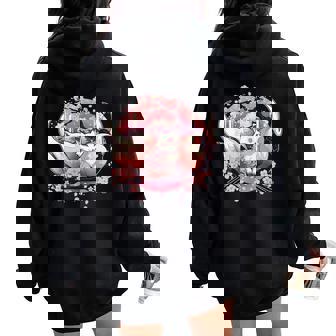 キツネ キツネ 九尾キツネ 桜花 レディース オーバーサイズ パーカー バックプリント - Kawaiitshirt