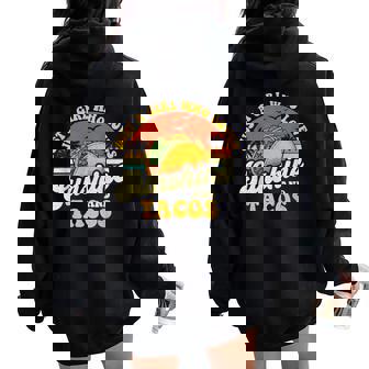 サンシャインとタコスが大好きな女の子-タコス好きメキシコ レディース オーバーサイズ パーカー バックプリント - Kawaiitshirt