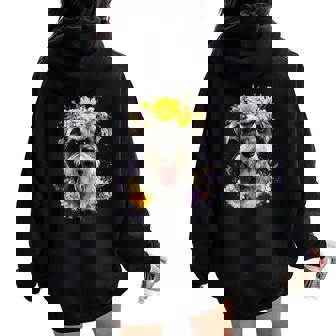 シュナウザー ママ 犬好き 母の日 レトロ 花 レディース オーバーサイズ パーカー バックプリント - Kawaiitshirt