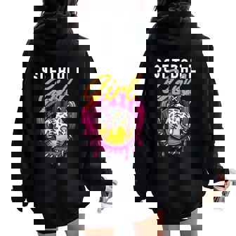 ソフトボール 女の子 名言 滴る アイスクリーム グラフィック ソフトボール ドリップ レディース オーバーサイズ パーカー バックプリント - Kawaiitshirt