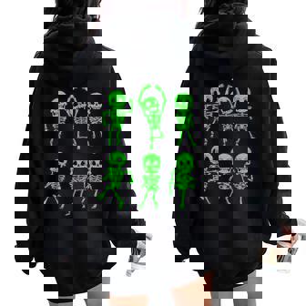 ハロウィン ダンシングスケルトン グリーン 不気味な男の子 女の子 キッズ レディース オーバーサイズ パーカー バックプリント - Kawaiitshirt