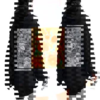 バラの花束 ルノワール 印象派 カラフル絵画 レディース オーバーサイズ パーカー バックプリント - Kawaiitshirt