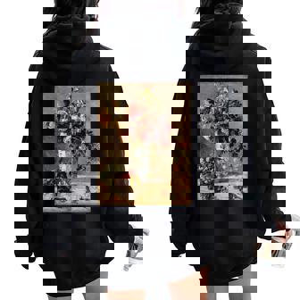 ピエール・オーギュスト ルノワールのバラとジャスミン デルフト花瓶 長袖tシャツ レディース オーバーサイズ パーカー バックプリント - Kawaiitshirt