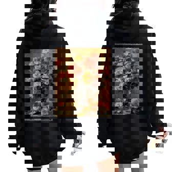 ピエール・オーギュスト・ルノワール作「花瓶の中のバラ」 ガーデンフラワー レディース オーバーサイズ パーカー バックプリント - Kawaiitshirt