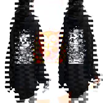 フクロウ ドリンク ボバ ティー ボヘミアン 羽 女の子 花 ニューエイジ レディース オーバーサイズ パーカー バックプリント - Kawaiitshirt