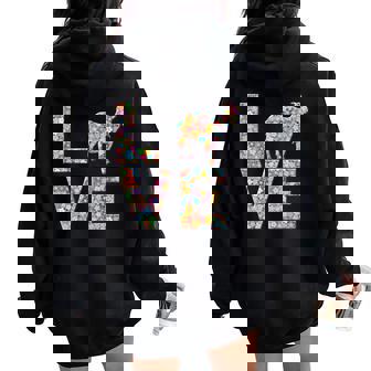 ヤギの動物愛の花 レディース オーバーサイズ パーカー バックプリント - Kawaiitshirt