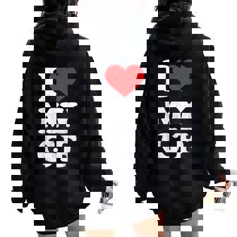 ユーズド加工 I Heart My Girlfriend アパレル I Love My Gf レディース オーバーサイズ パーカー バックプリント - Kawaiitshirt