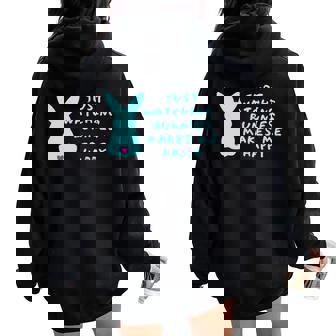 リサイズ ただうさぎを見てるだけで、幸せな気持ちになる Bunny Bunnies Rabit Happy うさぎ レディース オーバーサイズ パーカー バックプリント - Kawaiitshirt