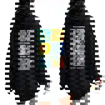 ヴァン・ゴッホコラージュ 星月夜 ひまわり アーモンドの花 レディース オーバーサイズ パーカー バックプリント - Kawaiitshirt