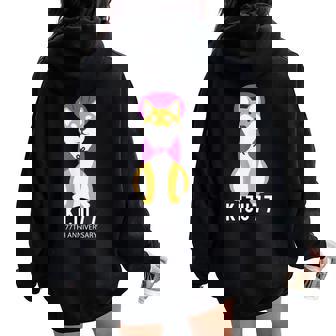 喜寿祝い 犬 柴犬 ちゃんちゃんこ 父 男性 女性 母 犬好き 喜寿 お祝い 77歳 かわいい おしゃれ レディース オーバーサイズ パーカー バックプリント - Kawaiitshirt