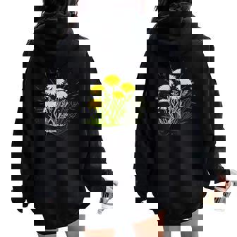 星と水晶の先端の夏の花とタンポポ レディース オーバーサイズ パーカー バックプリント - Kawaiitshirt