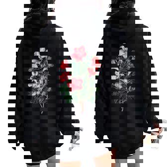 美しいツツジの花のイラストブルーム植物愛好家 長袖tシャツ レディース オーバーサイズ パーカー バックプリント - Kawaiitshirt