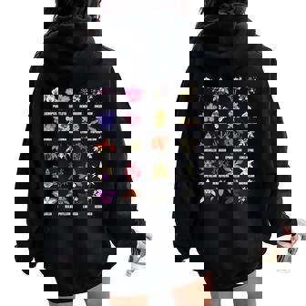 蘭の花の種類植物チャートガイド レディース オーバーサイズ パーカー バックプリント - Kawaiitshirt