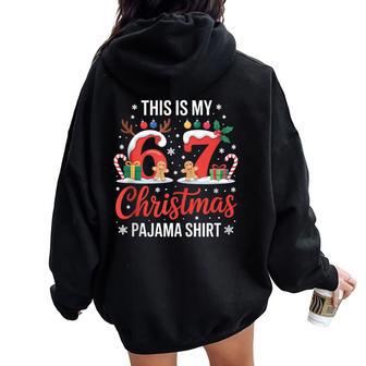 This My 67 Christmas Pajama 67 Meme Gen Alpha Boys Girls Women Oversized Hoodie Back Print - Thegiftio UK
