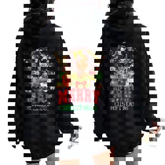 African American Black Proud Merry Christmas Afro Bun Women Oversized Hoodie Back Print | Mazezy