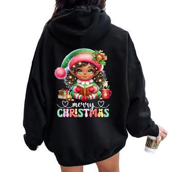 African American Christmas African Black Girls Women Oversized Hoodie Back Print - Thegiftio UK