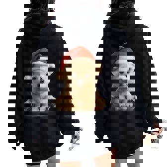 Bear Santa Hat Christmas Xmas Animal Lover Pajama Women Women Oversized Hoodie Back Print | Seseable CA