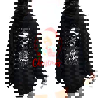 Black Girl Santa Hat Merry Christmas African Xmas Girl Women Oversized Hoodie Back Print | Seseable CA