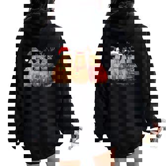 Capybara Christmas Tree Lights Reindeer Santa Hat Xmas Women Oversized Hoodie Back Print | Mazezy