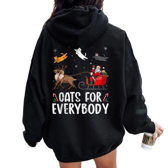 Cats For Everybody Christmas Cat Xmas Santa Women Oversized Hoodie Back Print - Thegiftio UK