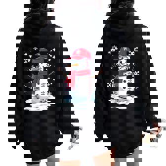 Christmas Baseball Snowman Boys Baseball Christmas Men Women Oversized Hoodie Back Print - Thegiftio