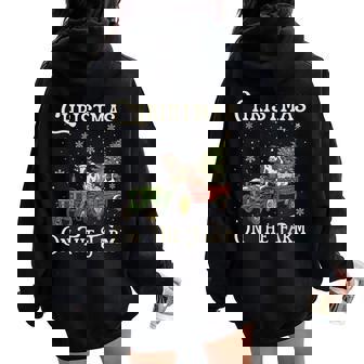 Christmas Farm Animal Tractor Xmas Farmhouse Cow Duck Pig Women Oversized Hoodie Back Print | Seseable CA