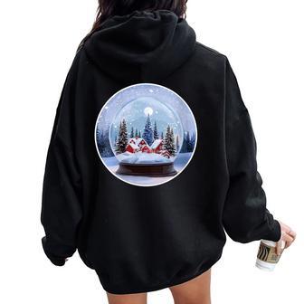Christmas Snow Globe Winter Holiday Festive Miniature Women Oversized Hoodie Back Print - Thegiftio UK
