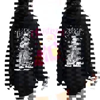 Christmas Vibes Pink Santa Leopard Christmas Xmas Girl Women Oversized Hoodie Back Print | Seseable UK
