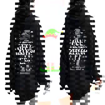 Coffee Drinking Elf Christmas Family Matching Women Oversized Hoodie Back Print | Seseable UK