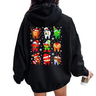 Cute Dental Santa Crew Dentist Pjs Christmas Xmas Women Women Oversized Hoodie Back Print - Thegiftio UK