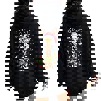 Cute Giraffe Christmas Animal Lovers Holiday Pajama Women Oversized Hoodie Back Print | Seseable CA