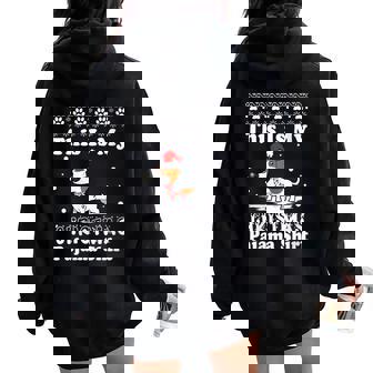 Dachshund Dog Xmas This Is My Christmas Pajama Women Oversized Hoodie Back Print - Thegiftio