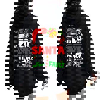 Dear Santa It Was My Brother Fault Christmas Xmas Women Women Oversized Hoodie Back Print | Seseable CA