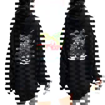 Dinosaur T Rex Christmas Santa Boys Girls Xmas Squad Women Oversized Hoodie Back Print | Mazezy