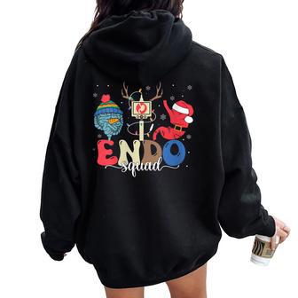 Endo Squad Nurse Stomach Santa Hat Endoscopy Tech Christmas Women Oversized Hoodie Back Print - Thegiftio UK