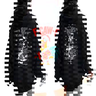 F-Caw-F Chicken Humor Santa Rooster Christmas Lights Women Oversized Hoodie Back Print | Seseable CA