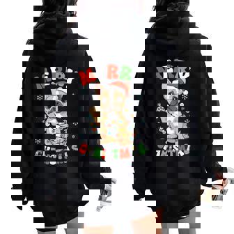 French Bulldog Christmas Pajamas Merry Christmas Women Oversized Hoodie Back Print | Seseable UK