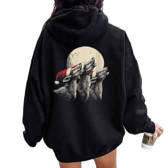 Full Moon Phase Christmas 3 Reindeer Women Oversized Hoodie Back Print - Thegiftio UK