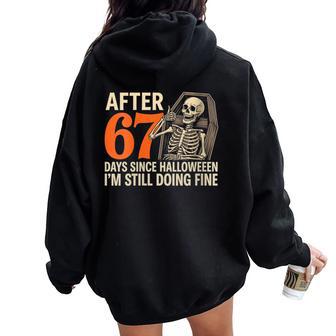 67 Meme Skeleton In The Coffin Retro Christmas Squad Women Oversized Hoodie Back Print - Thegiftio UK