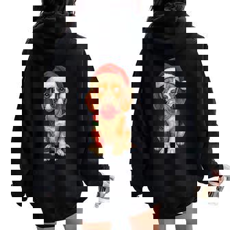 Beagle Santa Hat Bubble Merry Christmas Women Oversized Hoodie Back Print | Mazezy