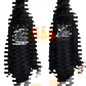 Chicken Christmas Lights Farm Animal Cute Xmas Holiday Women Oversized Hoodie Back Print | Mazezy