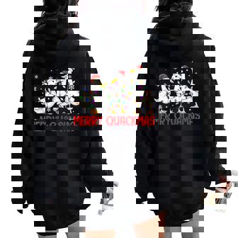 Merry Quackmas Duck Santa Hat Christmas Lights Duck Women Oversized Hoodie Back Print - Thegiftio